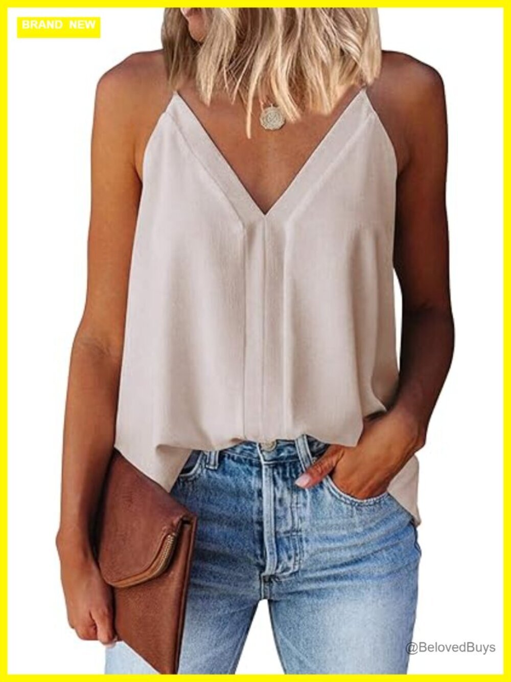 V Neck Strappy Tank Tops Loose Casual Sleeveless Blouses